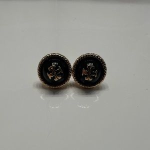 Tory Burch Black and Gold Stud Earrings